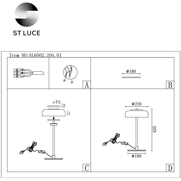 SL6002.204.01 Прикроватная лампа ST-Luce Золотистый/Янтарный LED 1*7W 4000K LAZIO