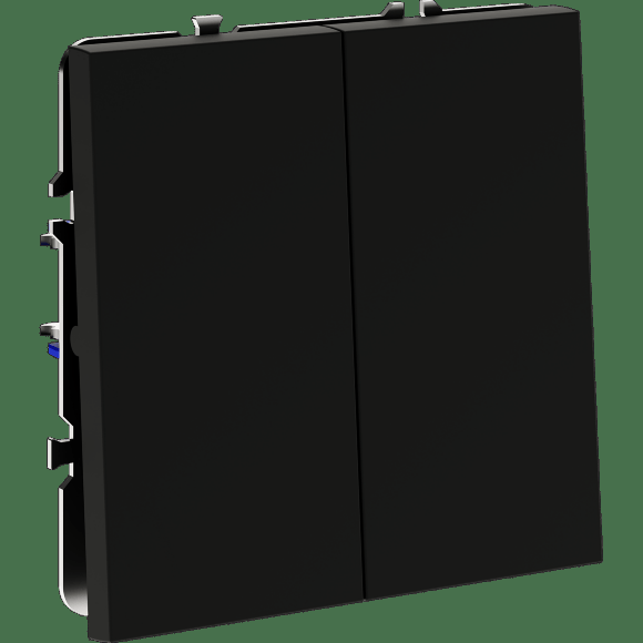 VLS020508 Перекрестный переключатель встраиваемый двухклавишный 10 ампер (2200 Ватт) черного матового цвета 10А (2200 Ватт) VOLTUM S70 (черный матовый)