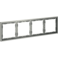 VLS100405 Рамка пластиковая для электрических изделий алюминиевого цвета VOLTUM серии S70 на 4 поста (сталь)