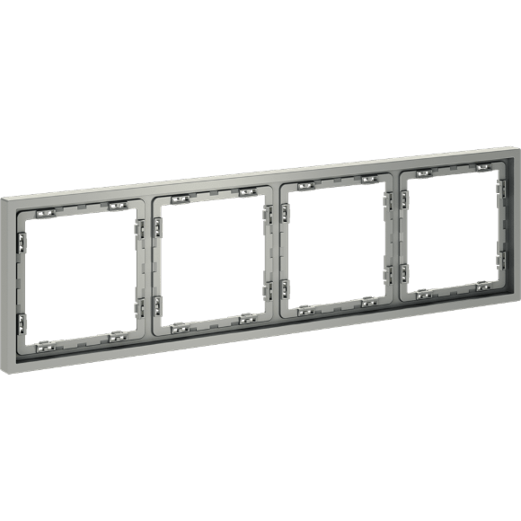VLS100405 Рамка пластиковая для электрических изделий алюминиевого цвета VOLTUM серии S70 на 4 поста (сталь)