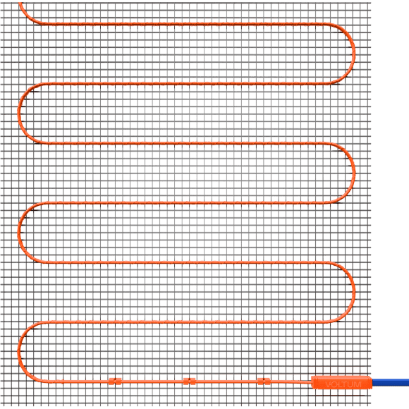 VLT01-150-1.5 Нагревательный мат (Теплый пол) длиной 3 метра и шириной полметра (0,5 метра) Voltum Т150 мощность 225Вт 150Вт/м², двужильный экранированный кабель, клеевая сетка, укладка в плиточный клей/стяжку, гарантия 25 лет