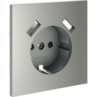 VLS000905 Накладка для розетки с заземлением и защитными шторками, с зарядкой от USB (ТИП A + ТИП A) стального цвета VOLTUM S70 (сталь)