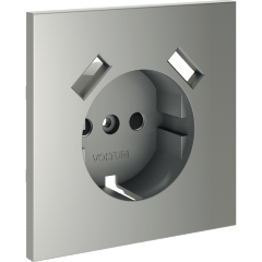 VLS000905 Накладка для розетки с заземлением и защитными шторками, с зарядкой от USB (ТИП A + ТИП A) стального цвета VOLTUM S70 (сталь)