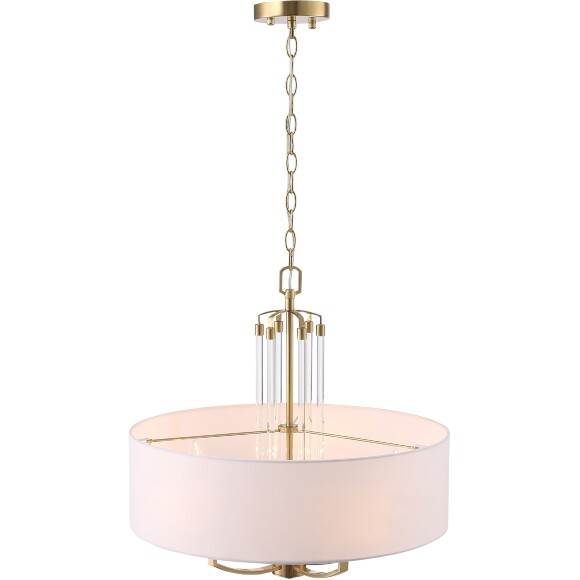 ST-Luce OPALUS BRASS SL1403.303.05 Подвесная люстра в ретро стиле, плафон тканевый белый абажур диаметром 55см, основание металл цвета латунь, макс высота 115см, сменные лампы E27 5x40W IP20 220В