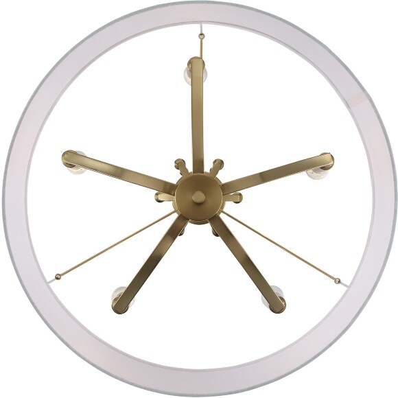 ST-Luce OPALUS BRASS SL1403.303.05 Подвесная люстра в ретро стиле, плафон тканевый белый абажур диаметром 55см, основание металл цвета латунь, макс высота 115см, сменные лампы E27 5x40W IP20 220В