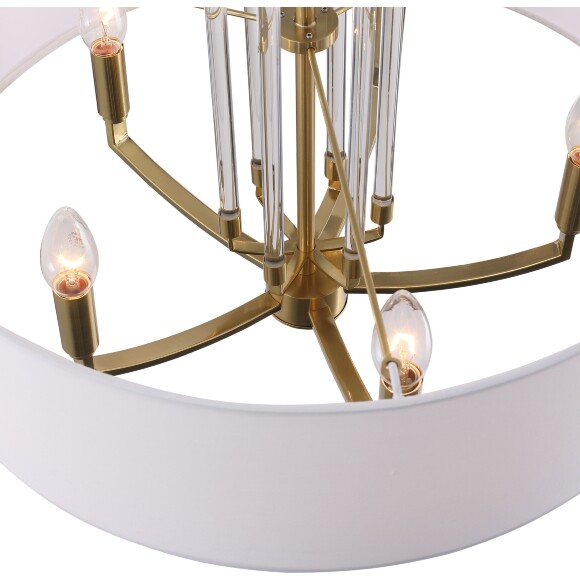 ST-Luce OPALUS BRASS SL1403.303.05 Подвесная люстра в ретро стиле, плафон тканевый белый абажур диаметром 55см, основание металл цвета латунь, макс высота 115см, сменные лампы E27 5x40W IP20 220В