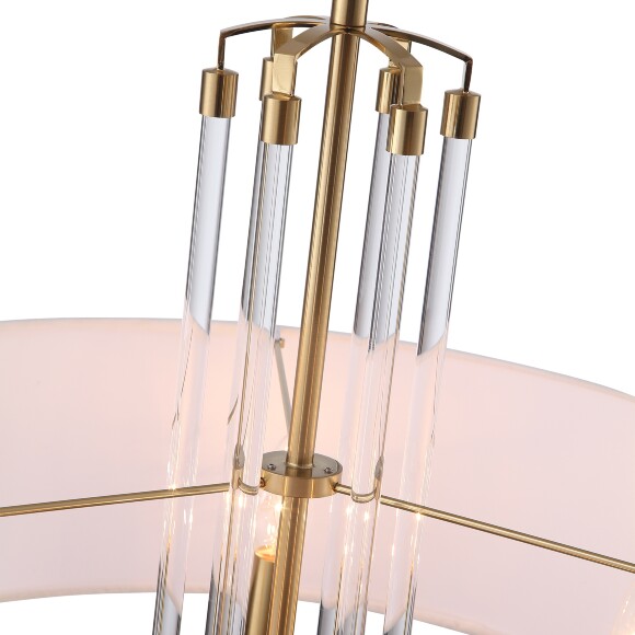 ST-Luce OPALUS BRASS SL1403.303.05 Подвесная люстра в ретро стиле, плафон тканевый белый абажур диаметром 55см, основание металл цвета латунь, макс высота 115см, сменные лампы E27 5x40W IP20 220В