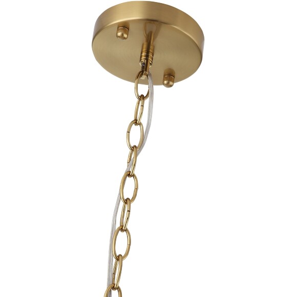 ST-Luce OPALUS BRASS SL1403.303.05 Подвесная люстра в ретро стиле, плафон тканевый белый абажур диаметром 55см, основание металл цвета латунь, макс высота 115см, сменные лампы E27 5x40W IP20 220В