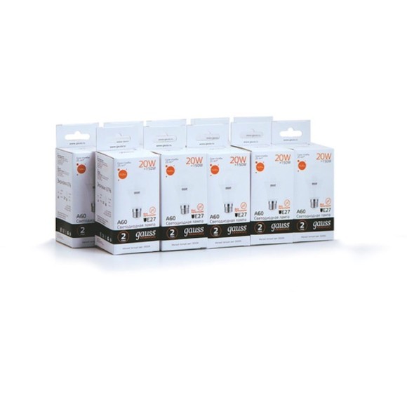 23219 Лампа Gauss LED Elementary A60 20W E27 1520lm 3000K 1/10/40