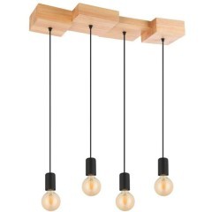 43799 Подвесной потолочный светильник (люстра) HALKIN, 4Х40W, E27, L720, B250, H1100, дерево, сталь, коричневый, черный