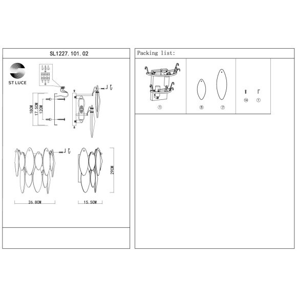 SL1227.101.02 Бра ST-Luce Никель/Прозрачный E14 2*40W ANCONA