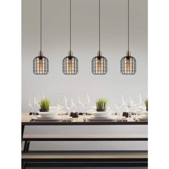 43528 Подвесной потолочный светильник (люстра) CHISLE, 4Х40W, E27, L1300, B165, H1100, сталь/стекло,