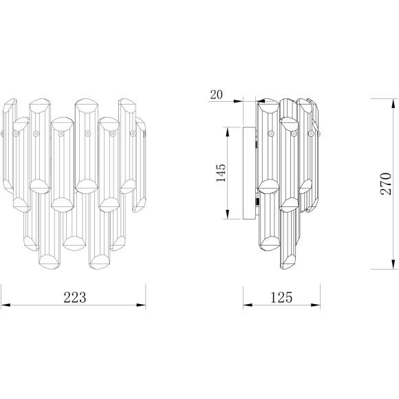 DIA200WL-02G Хрустальный настенный светильник (бра) основание матовое золото, лампы 2шт Е14, без выключателя, Maytoni Flare
