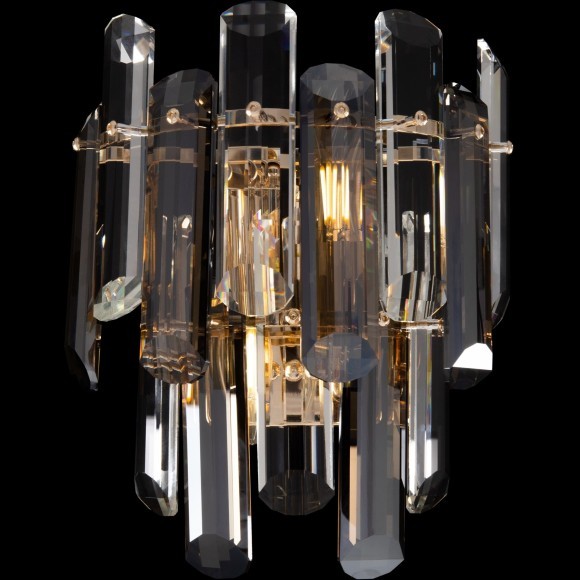 DIA200WL-02G Хрустальный настенный светильник (бра) основание матовое золото, лампы 2шт Е14, без выключателя, Maytoni Flare