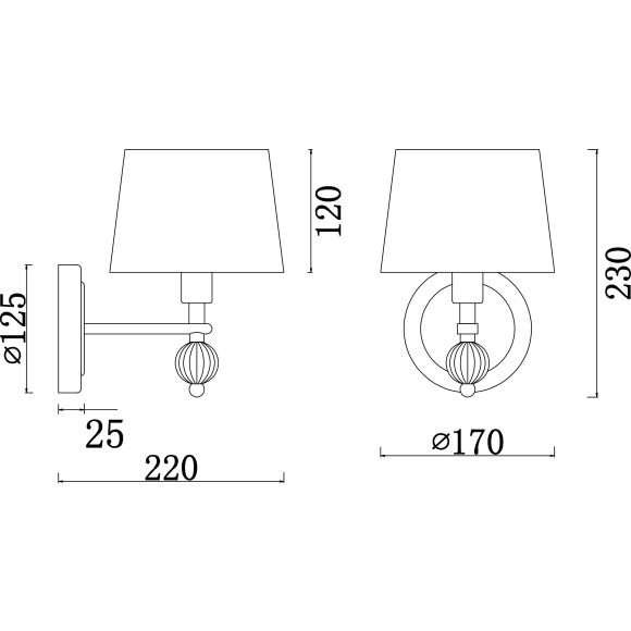 Бра Freya FR5679WL-01N Milena под лампу 1xE14 60W