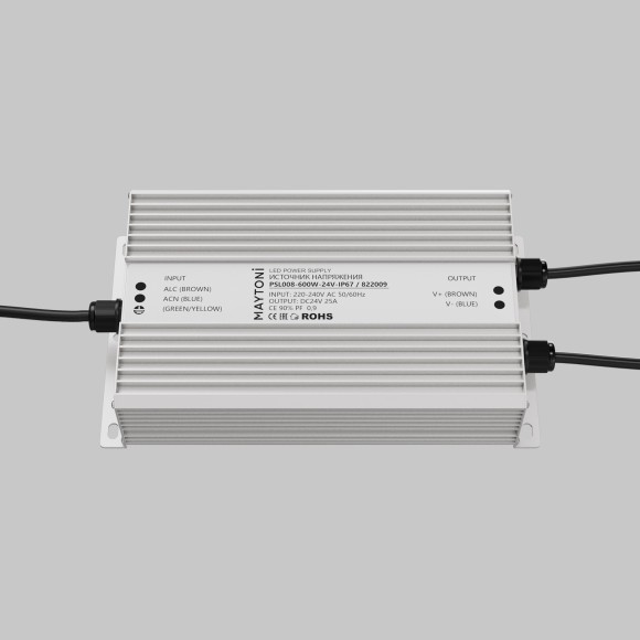 Maytoni PSL008-600W-24V-IP67 822009 Блок питания влагозащищенный (драйвер, трансформатор) 220-24В, 600Ватт, IP67