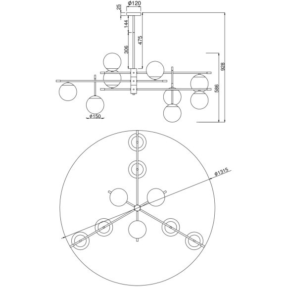 Подвесной светильник Maytoni MOD048PL-09G Подвесной светильник Maytoni MOD048PL-09G