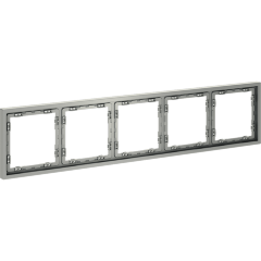 VLS100505 Рамка пластиковая для электрических изделий алюминиевого цвета VOLTUM серии S70 на 5 постов (сталь)