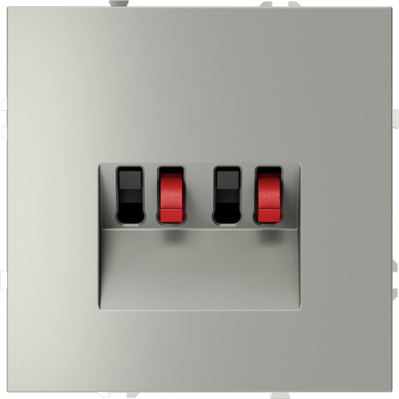 VLS060305 Розетка акустическая 4-местная для подключения динамиков и других звуковоспроизводящих устройств (для проводов сечением 0,5 — 4 ММ²) стального цвета VOLTUM S70 (сталь)