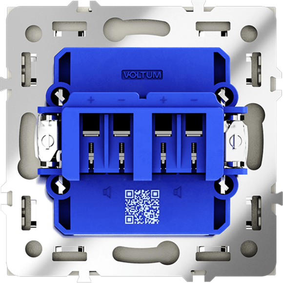 VLS060305 Розетка акустическая 4-местная для подключения динамиков и других звуковоспроизводящих устройств (для проводов сечением 0,5 — 4 ММ²) стального цвета VOLTUM S70 (сталь)