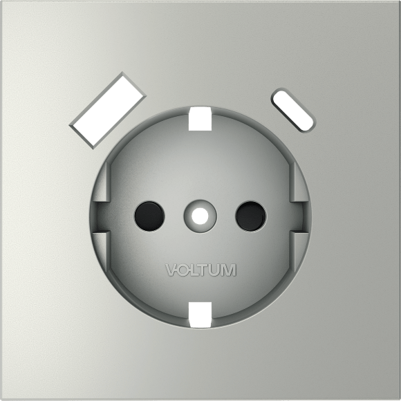 VLS001005 Накладка для розетки с заземлением и защитными шторками, с зарядкой от USB (ТИП С + ТИП A) стального цвета VOLTUM S70 (сталь)