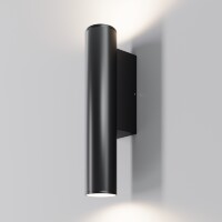 Maytoni Tube O508WL-L6B3K Черный уличный настенный светильник цилиндр, свет вверх и вниз, металл, стекло, бра фасадное, LED 6Вт 3000K 750лм CRI80 25° IP65 220V -40...+50°C