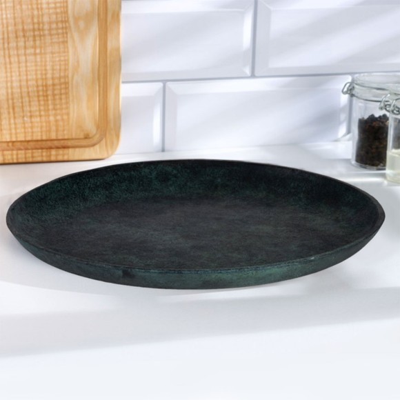 427155 MALIMONO Декоративная тарелка настенная, алюминий, зеленая патина, D340, H35