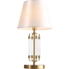 ST-Luce OPALUS BRASS SL1403.304.01 Настольный классический светильник в ретро стиле с белым плафоном абажуром диаметром 25см, высота 49см, лампа E27 1x40W IP20 220В выключатель на проводе в розетку