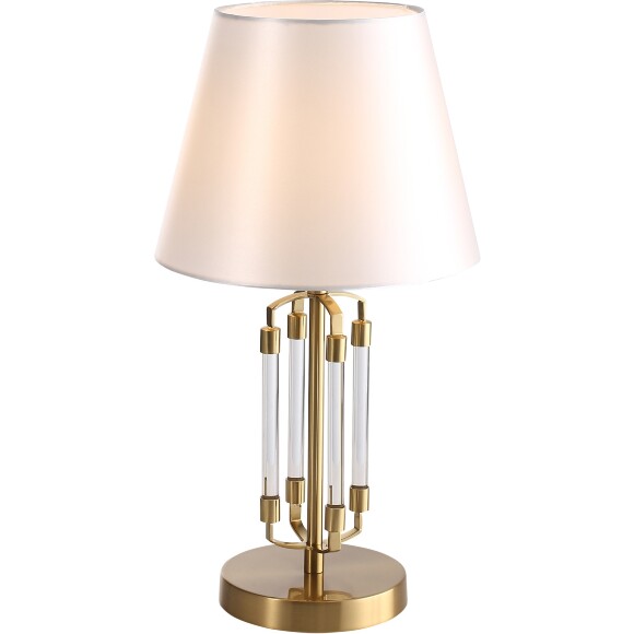 ST-Luce OPALUS BRASS SL1403.304.01 Настольный классический светильник в ретро стиле с белым плафоном абажуром диаметром 25см, высота 49см, лампа E27 1x40W IP20 220В выключатель на проводе в розетку