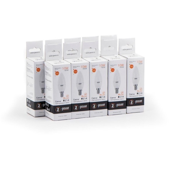 33110 Лампа Gauss LED Elementary Свеча 10W E14 880lm 3000K 1/10/100
