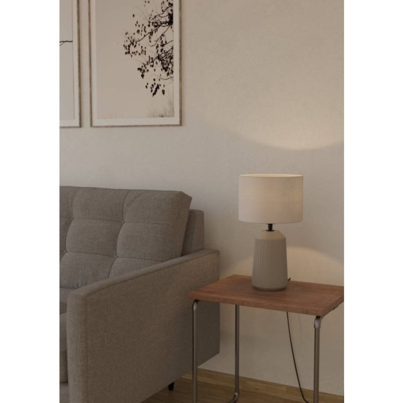 900823 Настольная лампа CAPALBIO, 1X40W (E27), H410, керамика, песочный / текстиль, белый