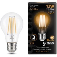 102902112 Лампа Gauss Filament А60 12W 1200lm 2700К Е27 LED 1/10/40