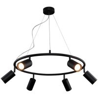 Светильник подвесной черный с плафонами цилиндрами 60см, 6 ламп GU10 Crystal Lux RIVO SP6 BL 4240/306
