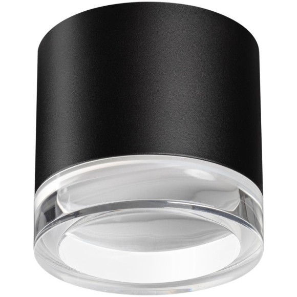 371030 Черный накладной светильник-цилиндр с прозрачным акриловым кольцом под лампу GX53 12Вт 220-240V IP20 Novotech GEM