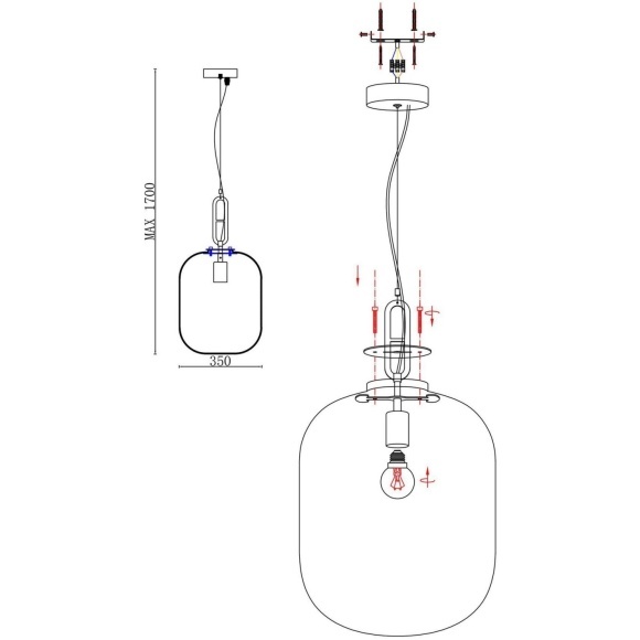 SL1050.713.01 Светильник подвесной ST-Luce со стеклянным плафоном и цоколем E27 BURASCA