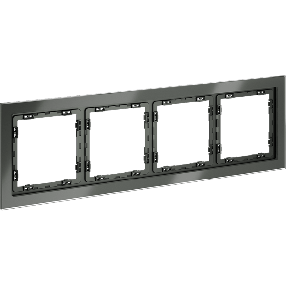 VLS110406 Рамка стеклянная для электрических изделий VOLTUM серии S70 на 4 поста титанового цвета из стекла