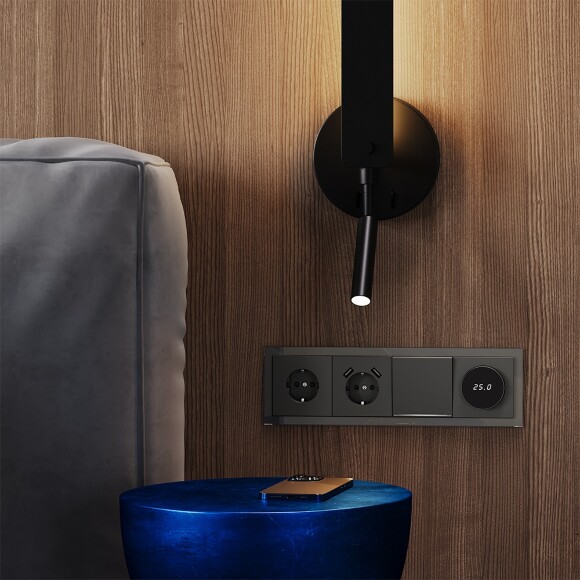 VLS110406 Рамка стеклянная для электрических изделий VOLTUM серии S70 на 4 поста титанового цвета из стекла