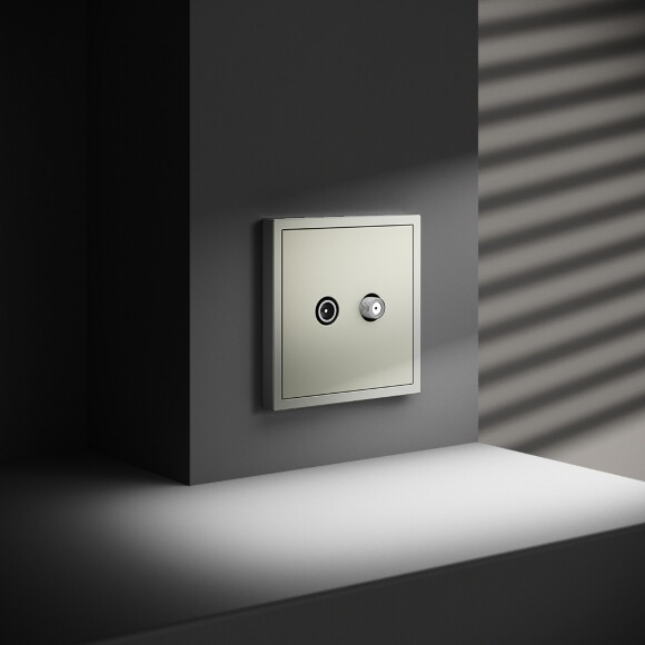 VLS060405 Розетка телевизионная оконечная для кабелей RG 6 - SAT 50 - SAT 703 - DG 113 (TV+SAT) (Телевизионный + Спутниковый) стального цвета VOLTUM S70 (сталь)