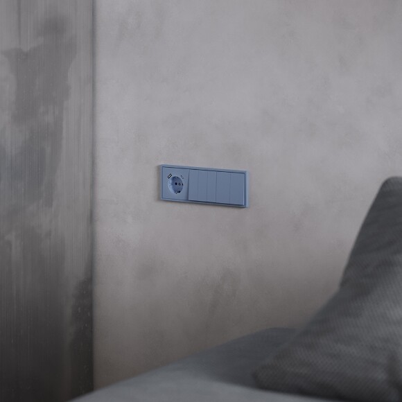 VLS001015 Накладка для розетки с заземлением и защитными шторками, с зарядкой от USB (ТИП С + ТИП A) синего джинсового цвета VOLTUM S70 (деним) VLS001015 Накладка для розетки с заземлением и защитными шторками, с зарядкой от USB (ТИП С + ТИП A) синего джинсового цвета VOLTUM S70 (деним)