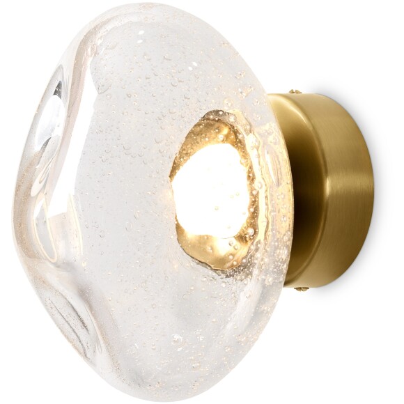 Freya Mote FR5601WL-01TR Светильник светодиодный настенно-потолочный, основание латунь, плафон стекло нестандартной формы с вкраплениями, CCT перекл. цветовой температуры LED 5Вт 2700-3000-4000K 350Лм CRI80 180° IP20 220V