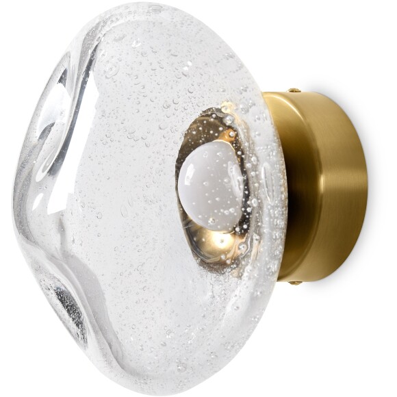 Freya Mote FR5601WL-01TR Светильник светодиодный настенно-потолочный, основание латунь, плафон стекло нестандартной формы с вкраплениями, CCT перекл. цветовой температуры LED 5Вт 2700-3000-4000K 350Лм CRI80 180° IP20 220V