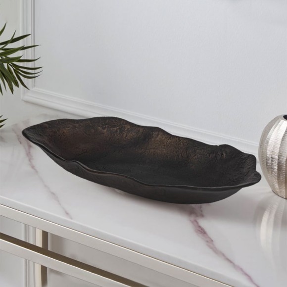 427156 FORLEYET FORLEYET Декоративная миска L435, B220, H55, алюминий, металл, черный/медный