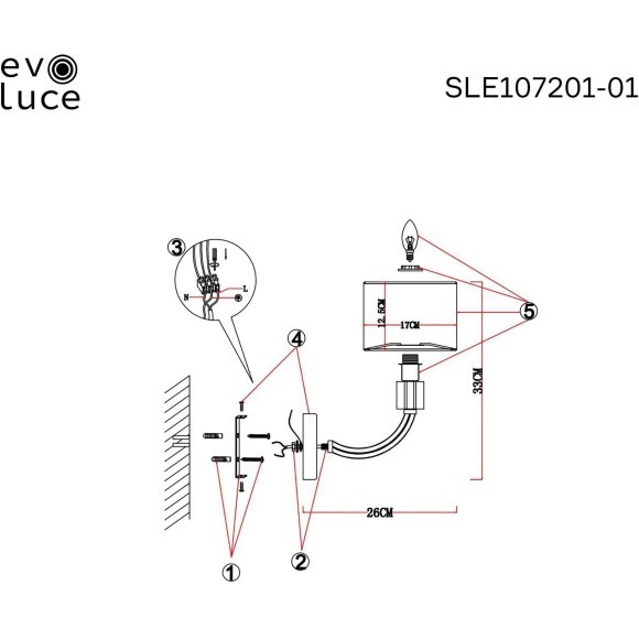 SLE107201-01 Светильник настенный Хром/Светло-серый E14 1*40W SNERE