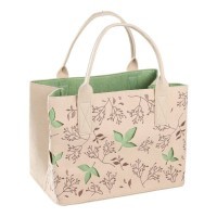 426548 TOMISATO Сумка женская из полиэстера, L400, B260, H300, бежевый, зеленый, пластиковая арматура