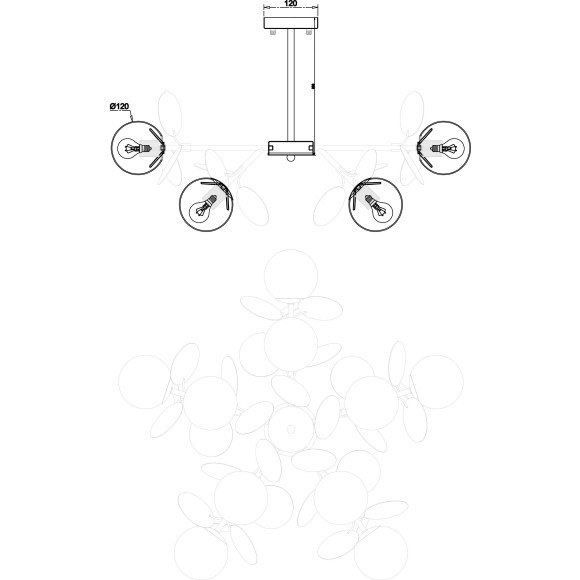 Люстра потолочная Freya FR5165PL-10W Satellite под лампы 10xE27 60W