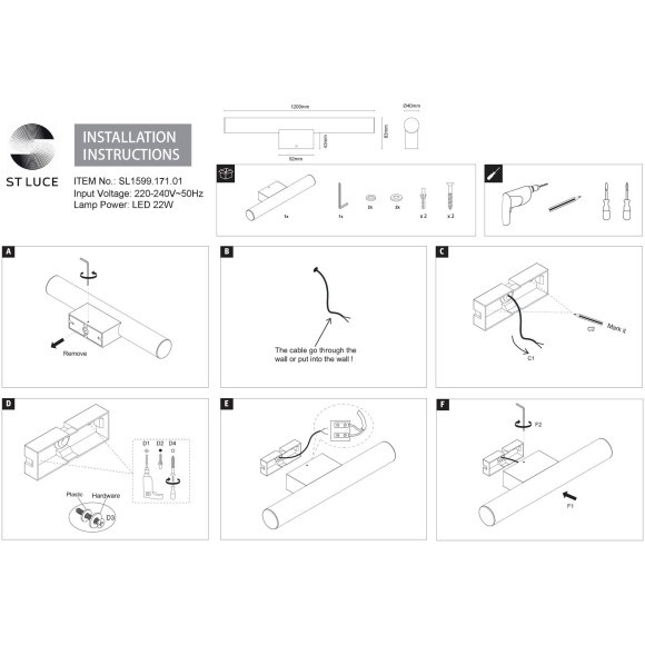 SL1599.171.01 Светильник настенный ST-Luce Хром/Белый LED 1*22W 3000K CURRA