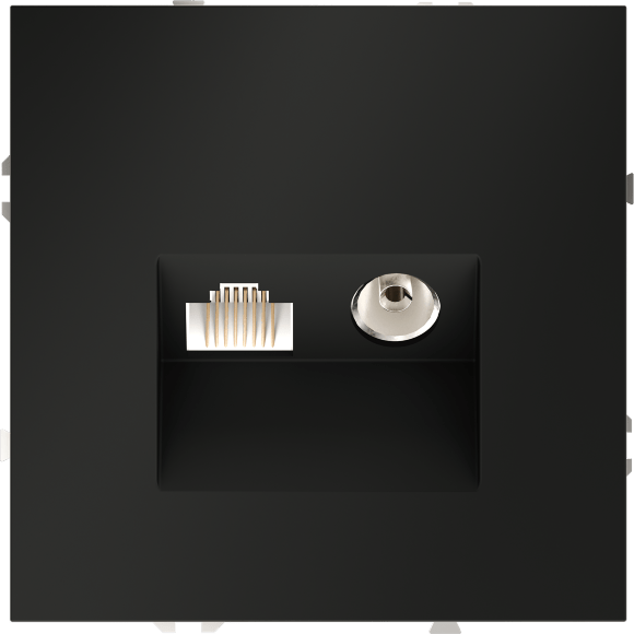 VLS060708 Розетка компьютерная RJ45 и ТV Телевизионная оконечная для антренных кабелей RG6 или РК 75-4,8-31. Патчкорд категории 6Е (для проводов CAT5-CAT6 до 10 Гбит/сек) черного матового цвета VOLTUM S70 (черный матовый)