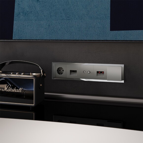 VLS110506 Рамка стеклянная для электрических изделий VOLTUM серии S70 на 5 постов титанового цвета из стекла