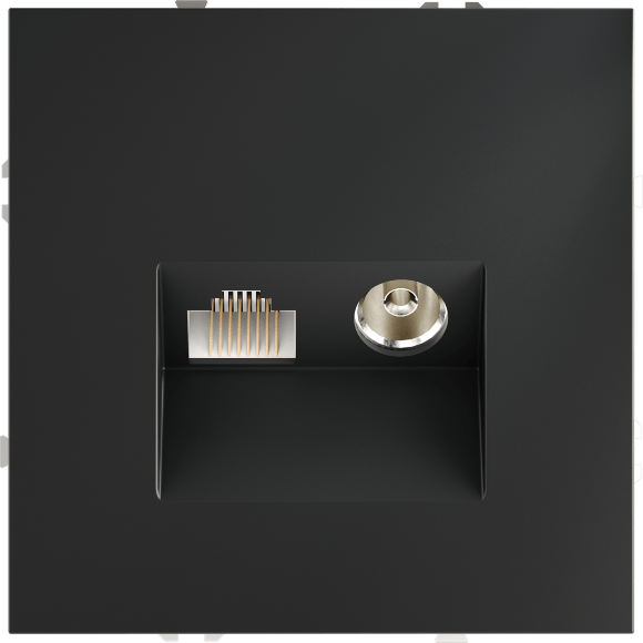 VLS060707 Розетка компьютерная RJ45 и ТV Телевизионная оконечная для антренных кабелей RG6 или РК 75-4,8-31. Патчкорд категории 6Е (для проводов CAT5-CAT6 до 10 Гбит/сек) графитового цвета VOLTUM S70 (графит)