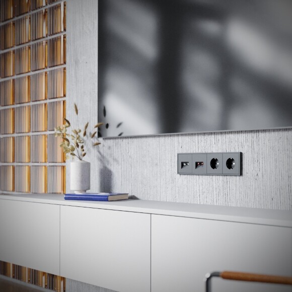 VLS060707 Розетка компьютерная RJ45 и ТV Телевизионная оконечная для антренных кабелей RG6 или РК 75-4,8-31. Патчкорд категории 6Е (для проводов CAT5-CAT6 до 10 Гбит/сек) графитового цвета VOLTUM S70 (графит)